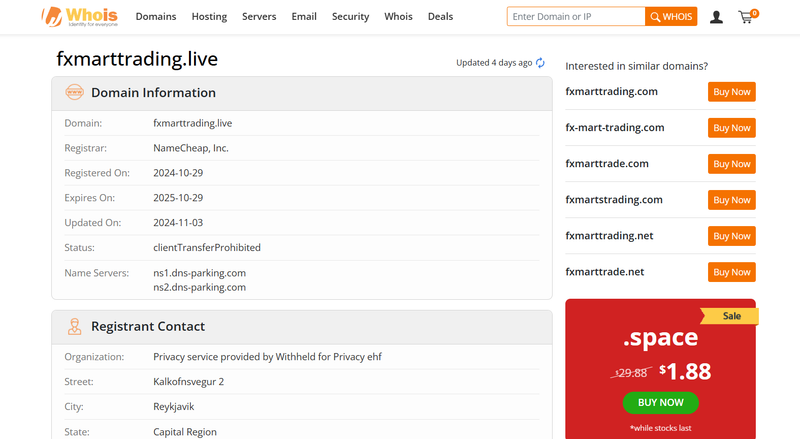 fxmarttrading.live whois