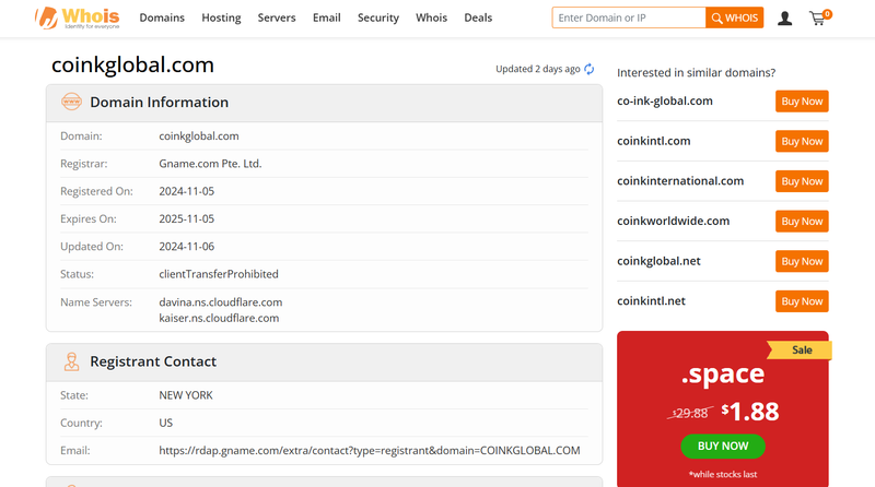 coinkglobal.com whois