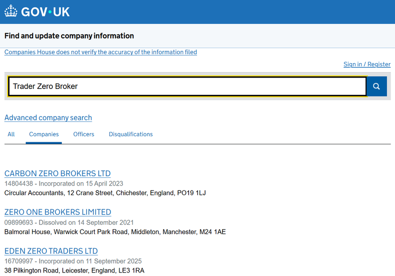 ผลลัพธ์จาก Companies House