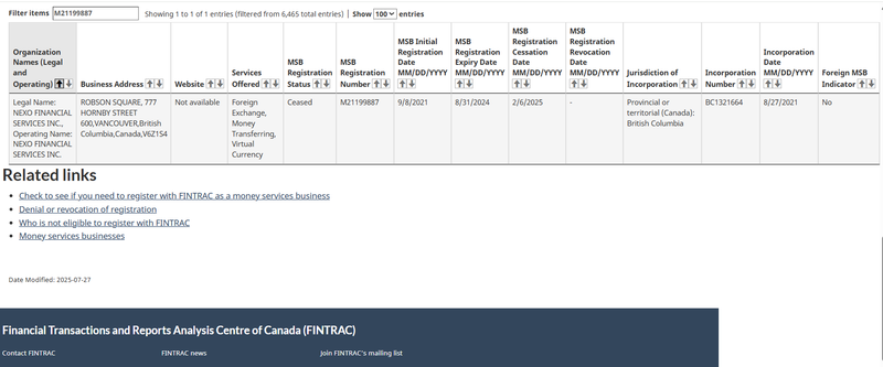 FINTRAC Query Result ( M21199887 )