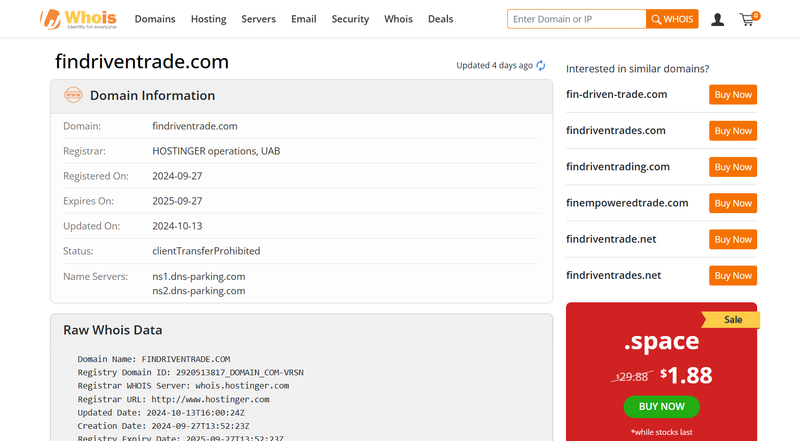 findriventrade whois