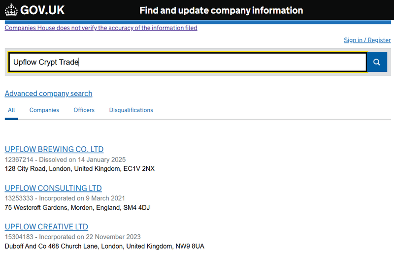 Companies House Query Result