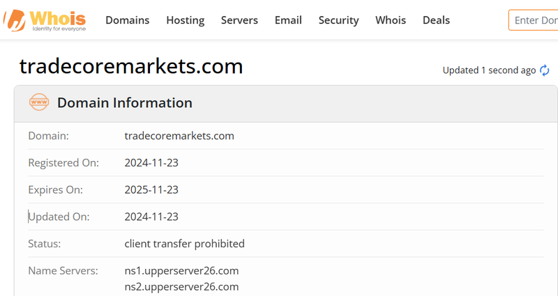 Whois lookup results
