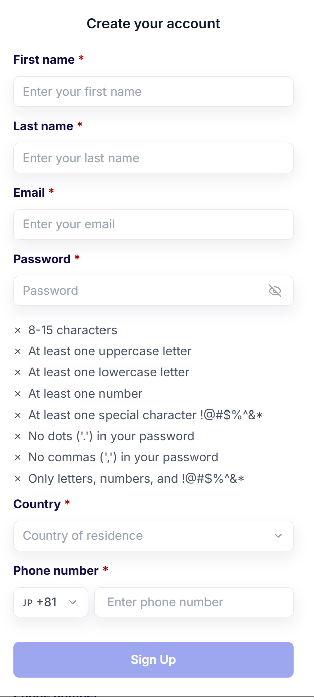 registration form