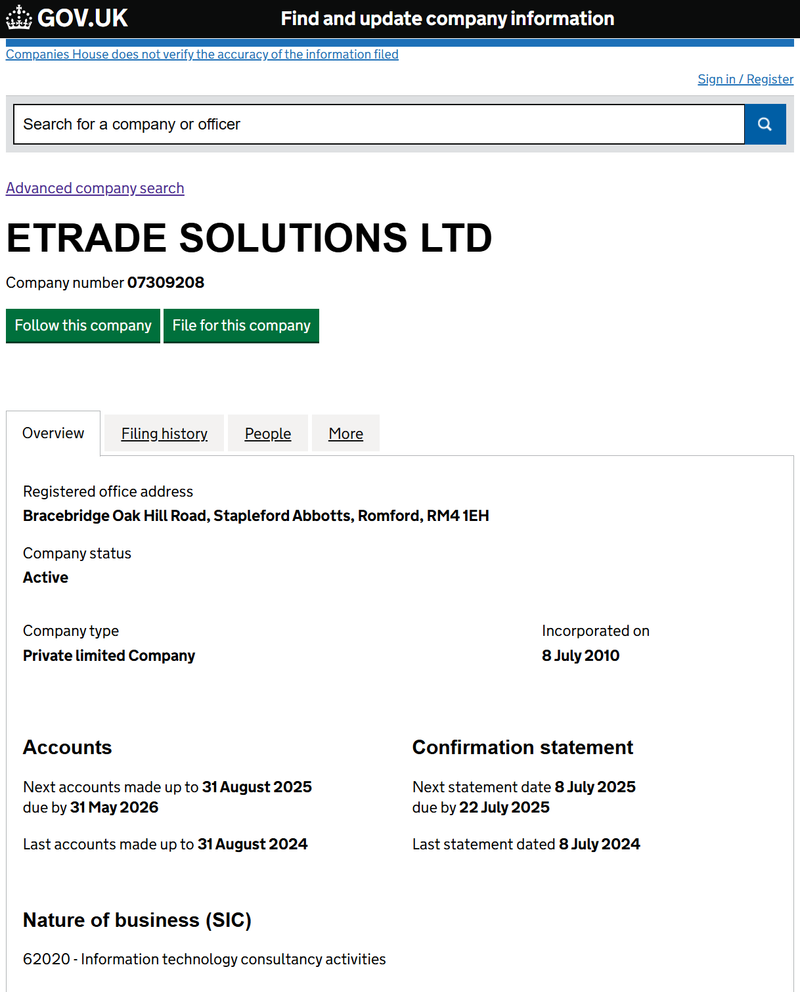 Company number 07309208