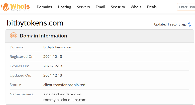 Whois lookup results