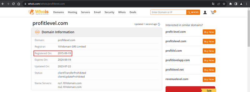 Consulta Whois sobre información de registro del dominio del sitio web