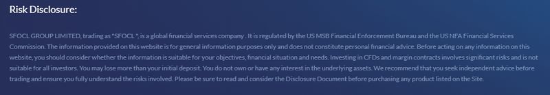 SFOCL官网上的监管声明