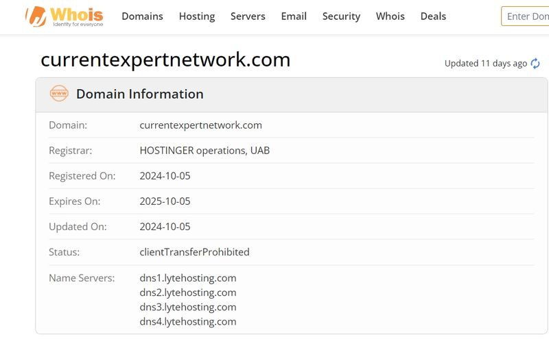 whois domain time of Current Expert Network