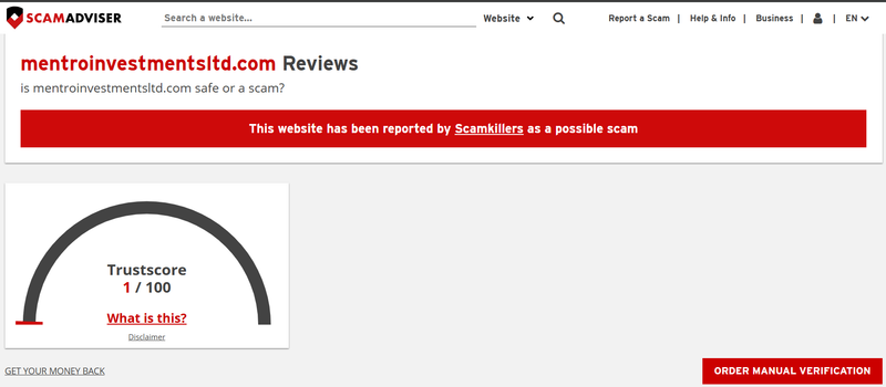 ScamAdviser高风险平台警告