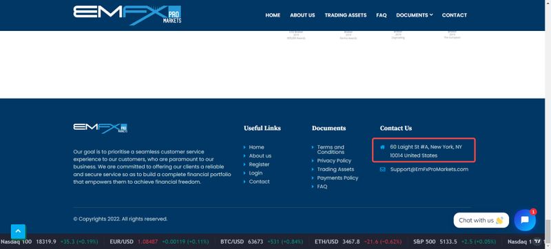 EmFxProMarketsの住所情報
