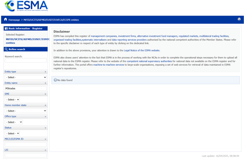 European Securities and Markets Authority(ESMA)