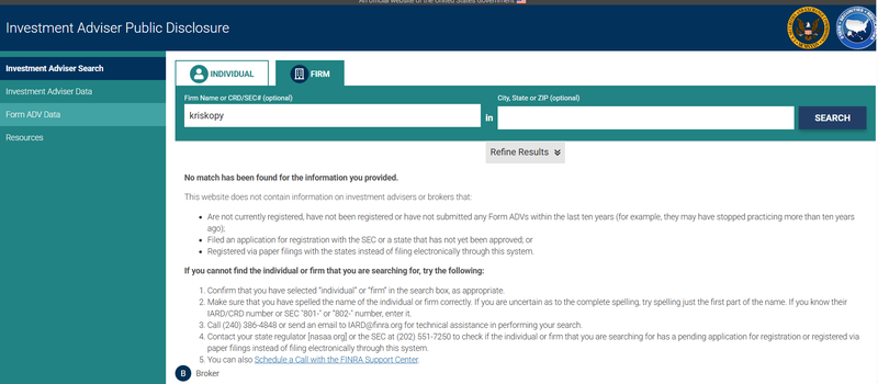 IAPD Query Result