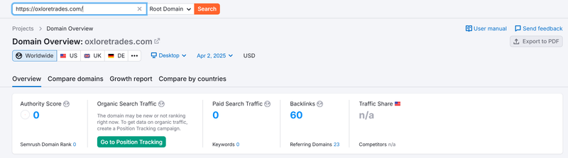 Semrush自然搜索流量數據