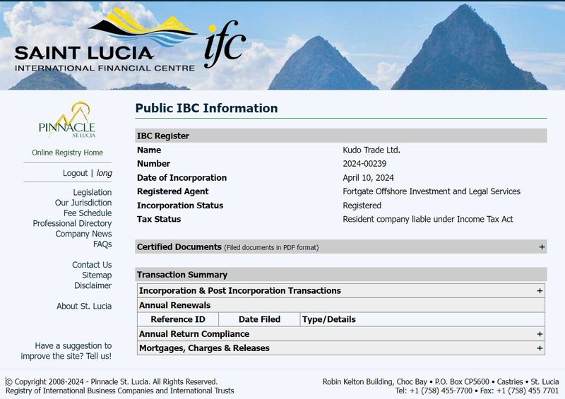 Kudotrade的圣卢西亚信息验证