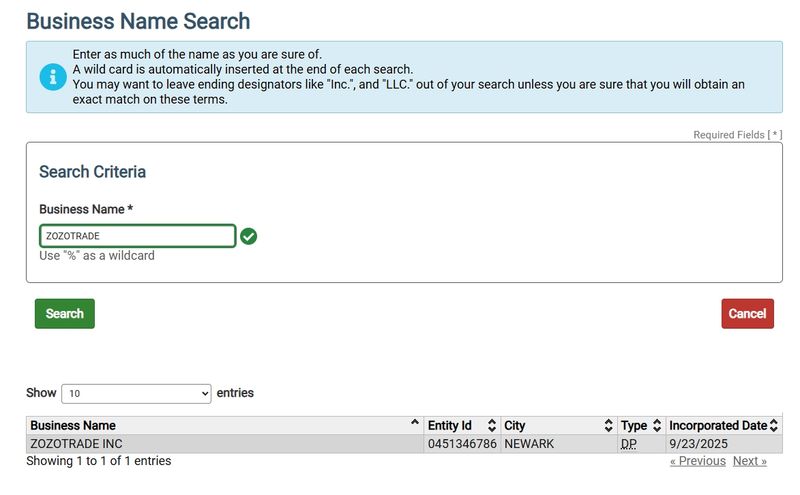 New Jersey State Department Registrierung