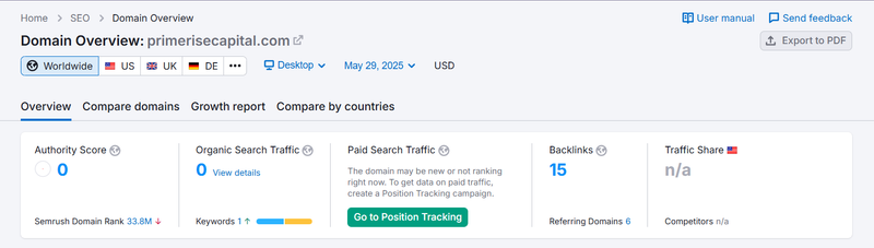 Semrush自然搜索流量数据查询结果