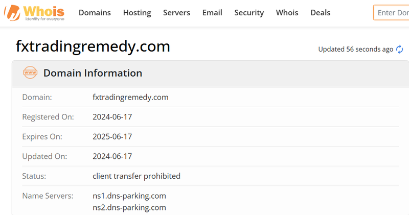 Whois lookup results