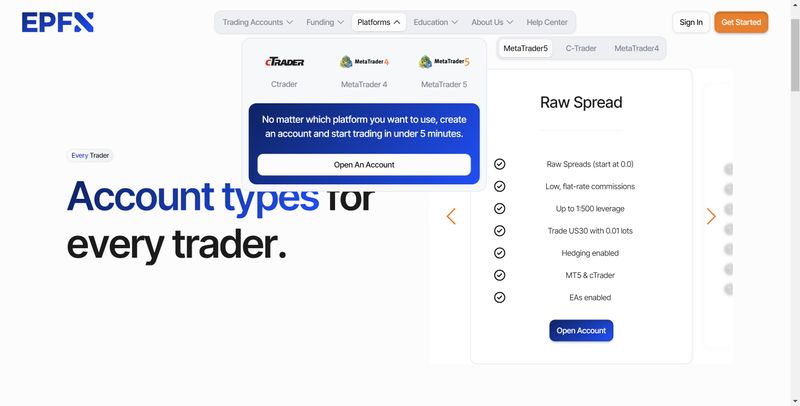 EPFX Trading platform