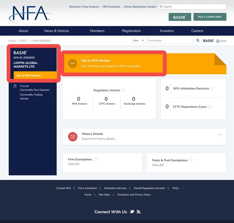 Giấy phép quản lý NFA của Lioppa Global Markets Ltd