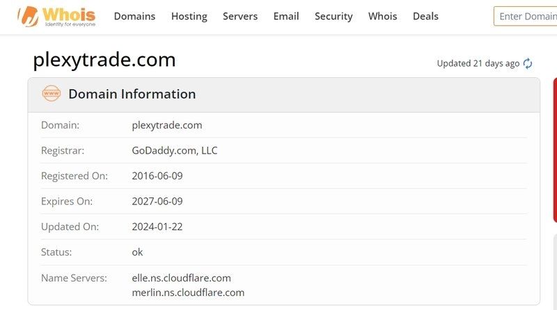 Plexytrade的域名注册时间为2016年6月9日