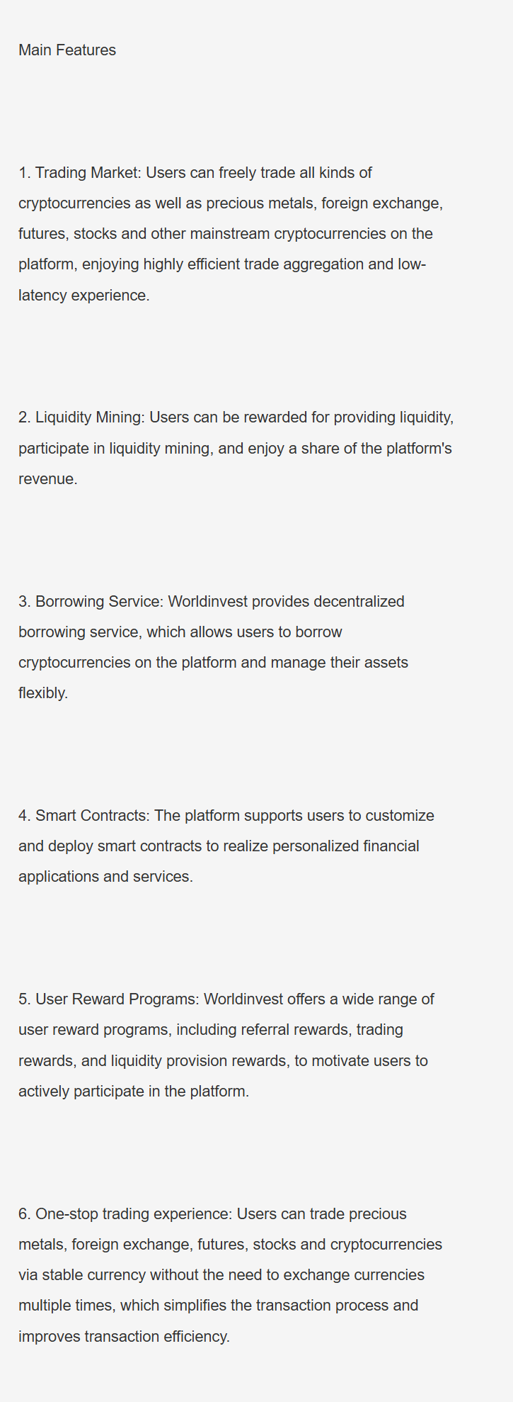 Main features
