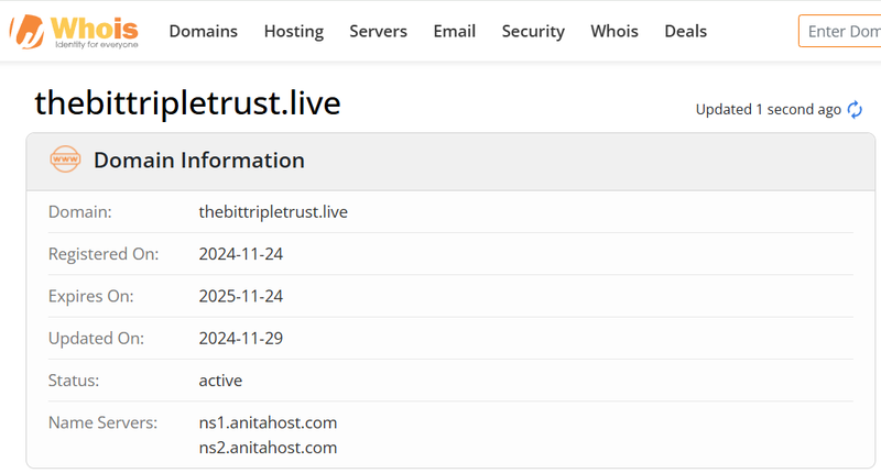 Kết quả truy vấn Whois