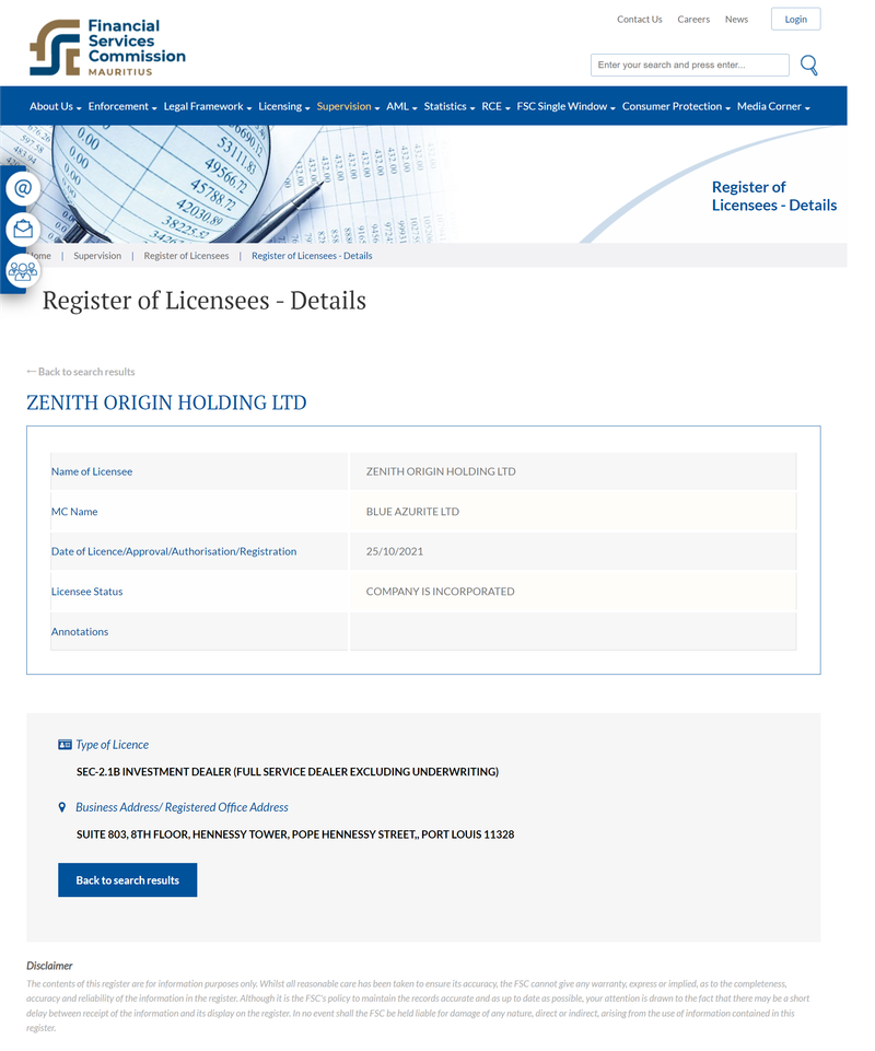 Zenith Origin Holding Limited