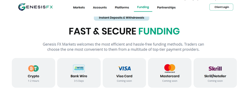 Deposit and Withdrawal Methods