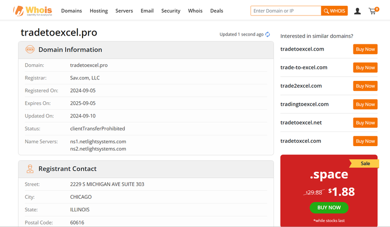 tradetoexcel.pro whois