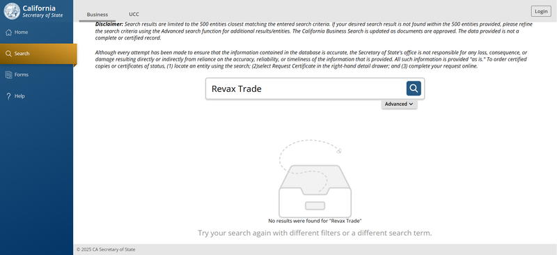 California Secretary of State Query Result