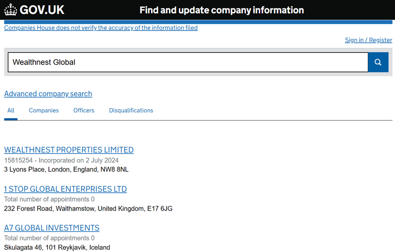 Companies House Query Result