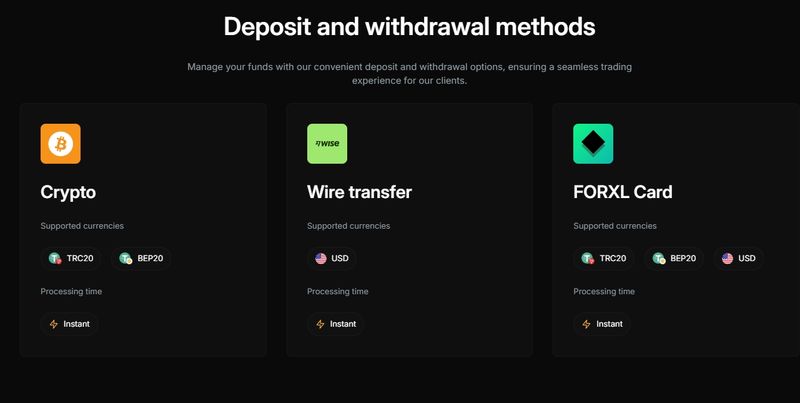 Deposit/Withdrawal Methods
