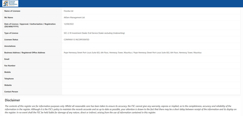 FSC Query Result