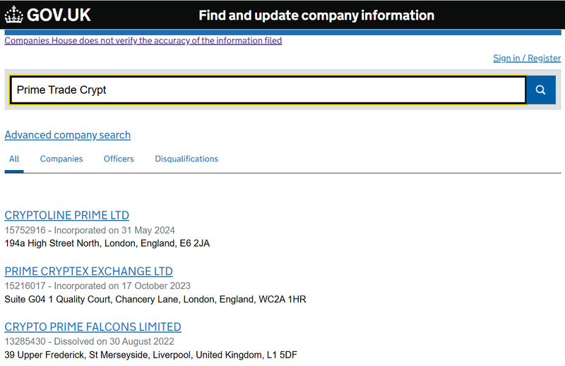 Companies House Query Result
