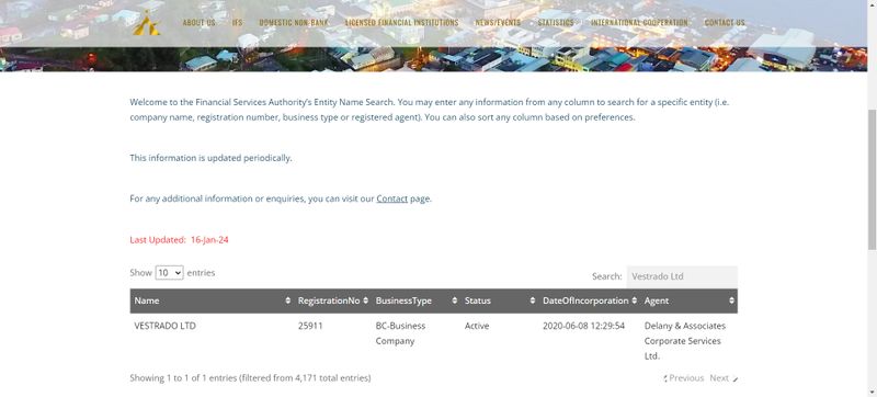 vestrado's SVG FSA registration inquiry