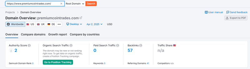 Semrush自然搜索流量数据