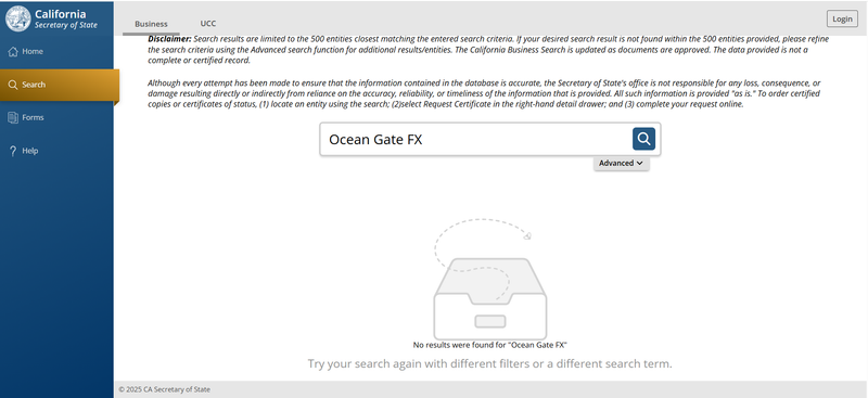 California Secretary of State Query Result