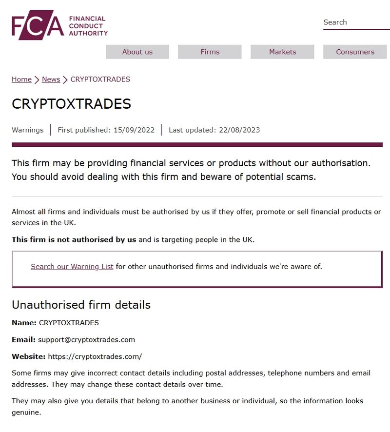 FCA Warning: Potential Scam