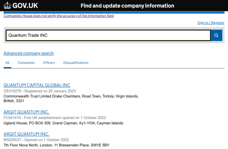 Companies House Query Result