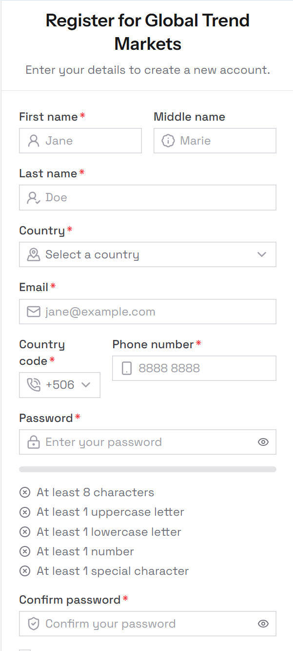 registration form