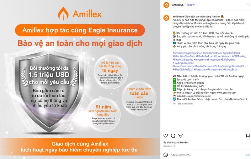 Amillex的ins宣传推文