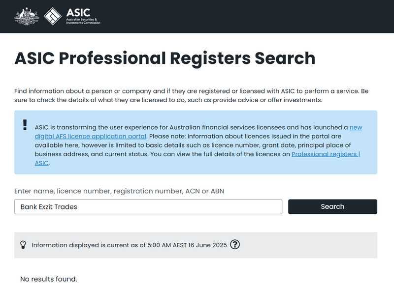 ASIC Query Result