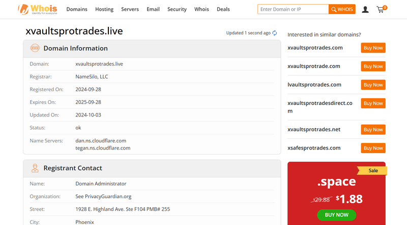 xvaultsprotrades.live whois