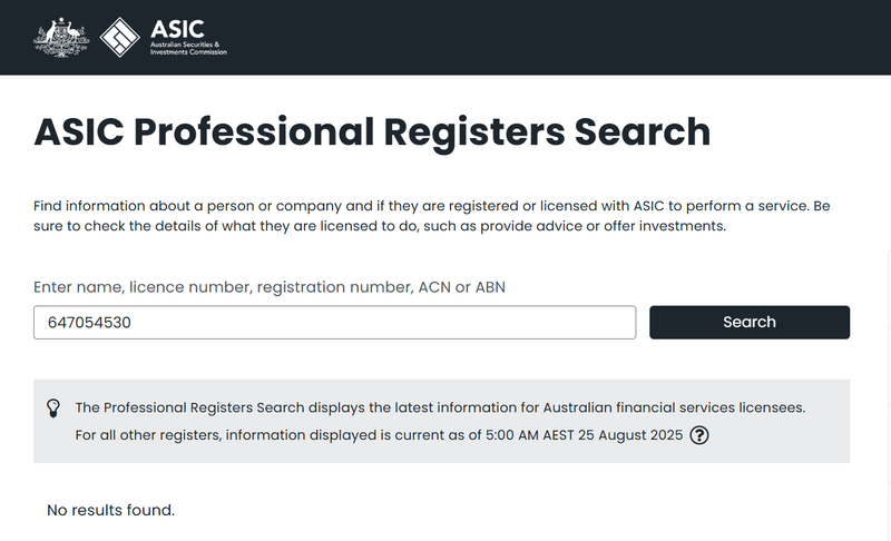 ASIC Query Result ( 647054530 )