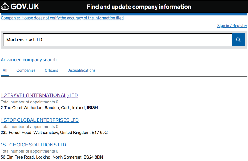 UK Companies House Query Result