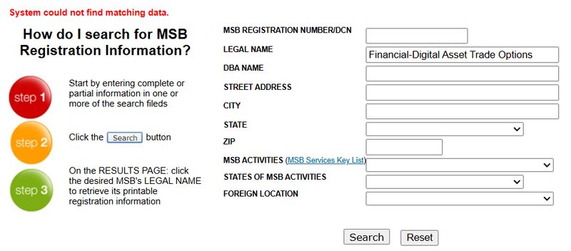 FinCEN Query Result