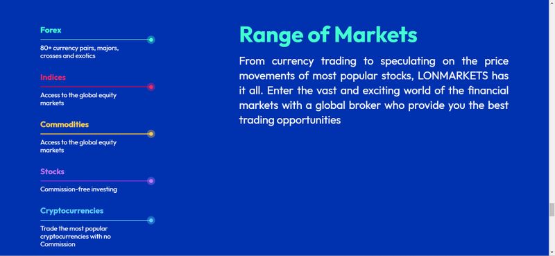 LONMARKETS的交易品种