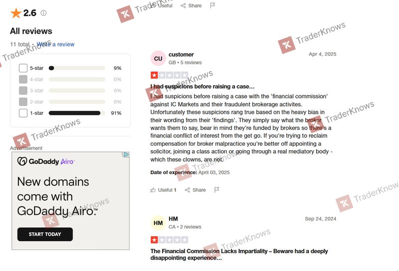 Comentarios de usuarios en Trustpilot