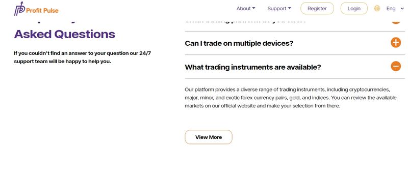 Profit Pulse Finance的交易产品